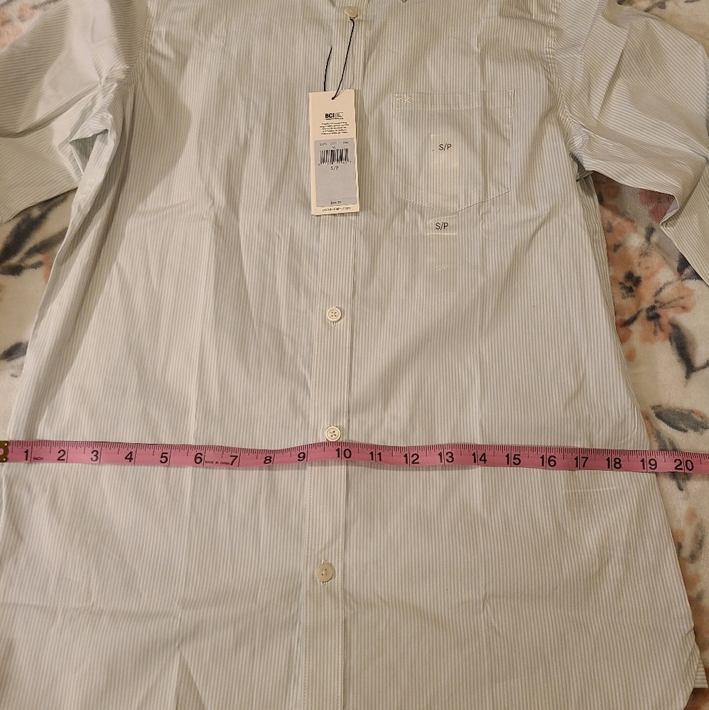 NWT Calvin Klein Blue Strip Button Up Shirt - Picture 6 of 10